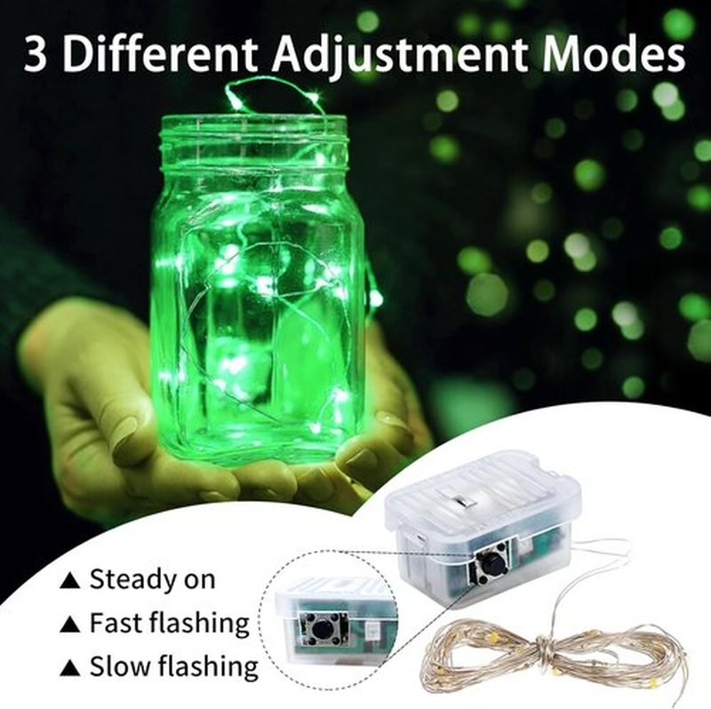 Green Fairy Lights - 12 Pack 7Ft 20 LED Twinkle String Lights | Battery Operated & Waterproof for Holidays
