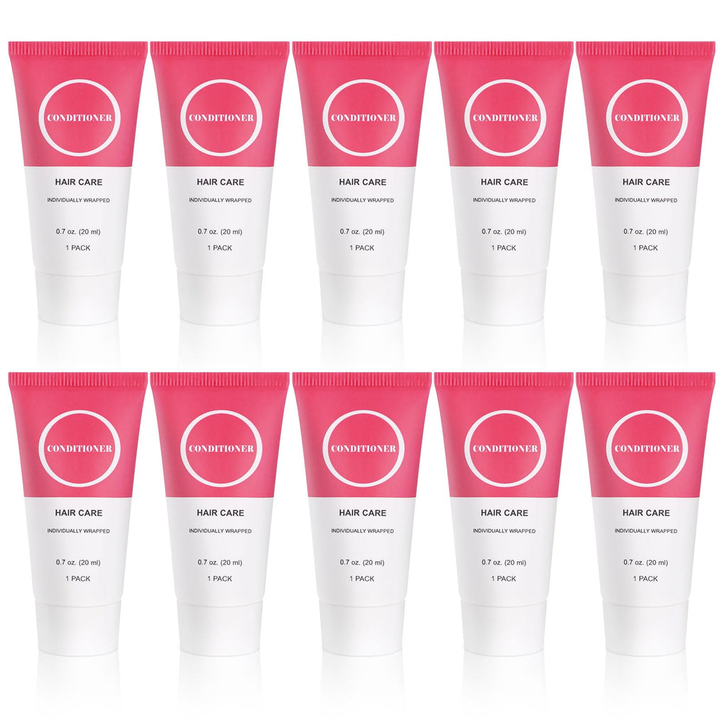 Travel Size Conditioner in Bulk Individually Wrapped Mini Hair Sample Trial Conditioner for Men Women Essential Toiletries Amenities for Hotel Guests Shelter/Homeless/Nursing/Charity 0.7oz (10 Pack)