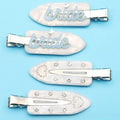 4PCS Bride Hair Clips, Blue White Bridal Creaseless Hair Clips, Diamond Bridal Hair Accessories, Bride Gifts Suitable for Bachelorette Party Accessories Wedding Bridal Shower Engagement (White)