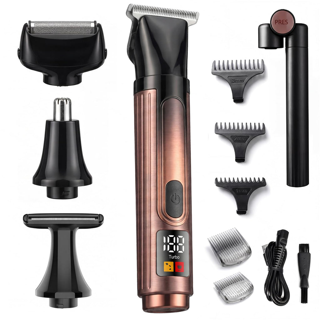 Back Shaver for Men with LED Display, 4-in-1 Rechargeable Body & Back Trimmer, Extendable Long Handle, Safety Lock, IPX7 Waterproof, Adjustable Speed, Wet/Dry Use, Travel Case Included