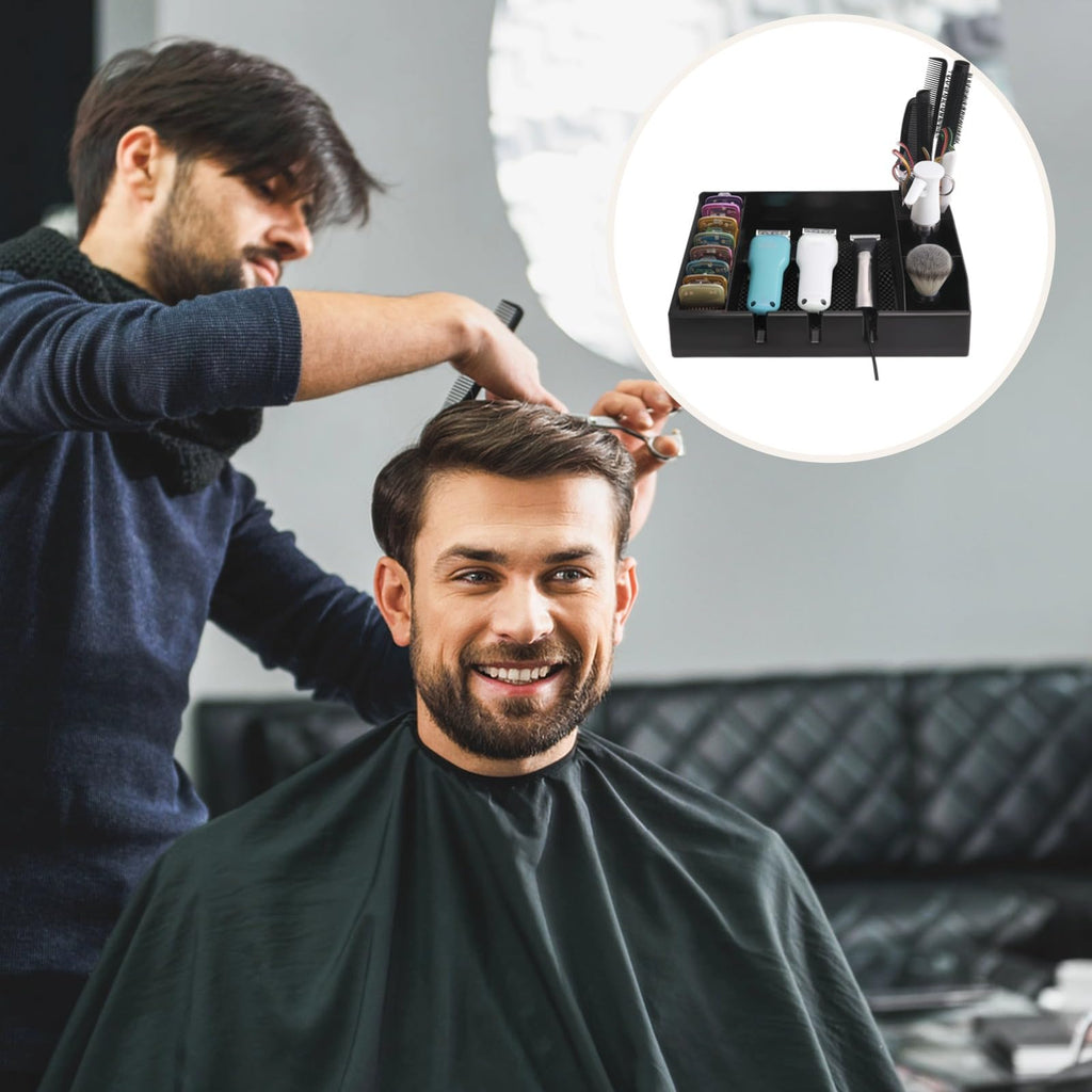 Skdqiee Hair Clipper Organizer Case, Multifunctional Barber Tray for Salon, Ideal for Storing Clippers, Scissors, Combs, and Other Tools, Non-Slip ABS Plastic Design