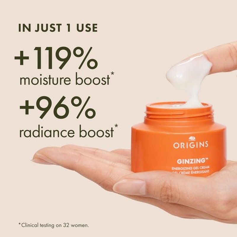 Origins GinZing Energizing Gel Cream | Face Moisturizer for Radiance and Glow | With Vitamin C, Niacinamide, Ginseng, and Caffeine, 2.5 Fl Oz