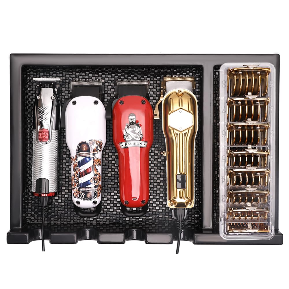 CestoMen Barber Clipper Tray, Clipper Organizer Razor Case with 4 Notches, Anti-slip Hair Trimmer Holder Tray, Barber Tool Box