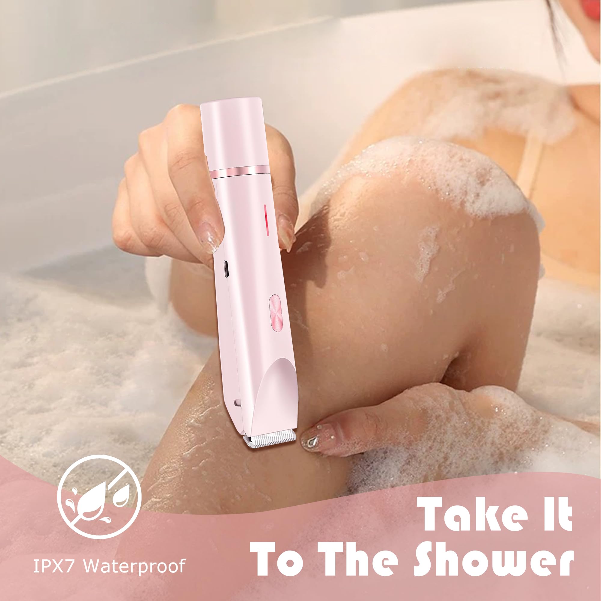Bokynu 2-in-1 Women's Electric Shaver, Waterproof Cordless Bikini Trimmer & Body Razor, Dual Head Pain-Free Design, Pink Galaxy (2025)