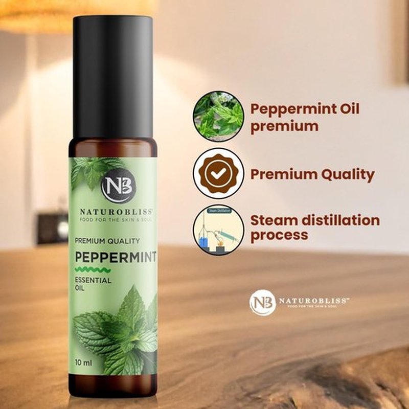 NaturoBliss Peppermint Essential Oil Roll-On - Refreshing Aroma for Relaxation | 10 ml