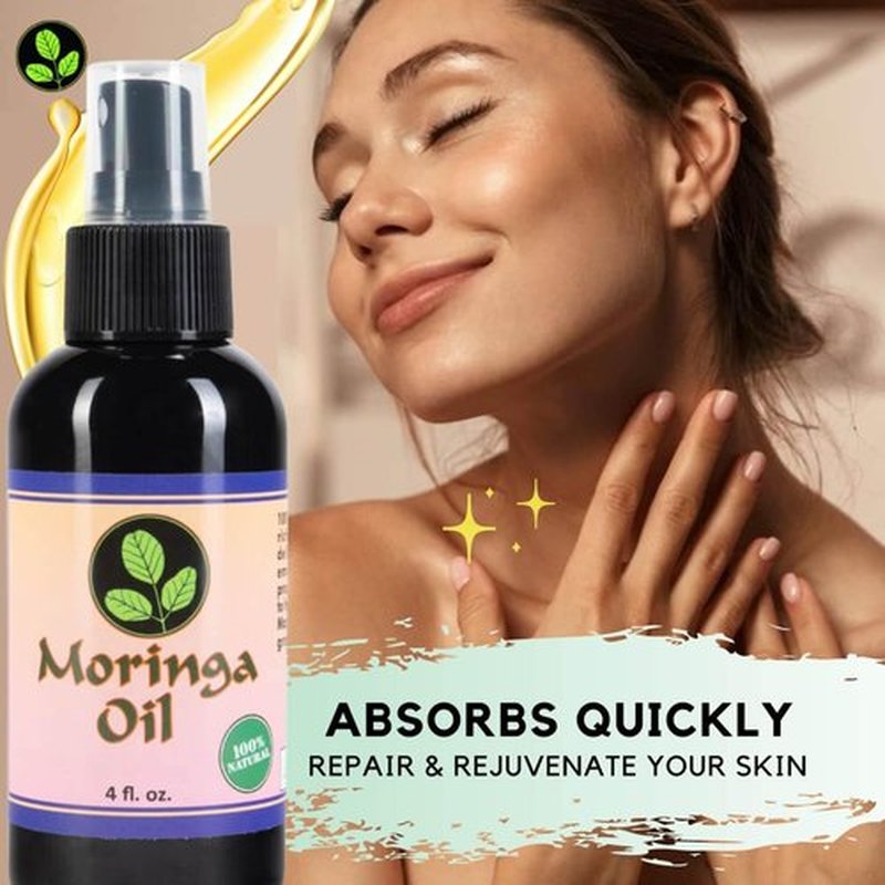 Moringa Energy Life Moringa Oil 4 oz – 100% Pure Moringa Seed Oil, Cold-Pressed for Face, Skin and Hair, Body, Oil