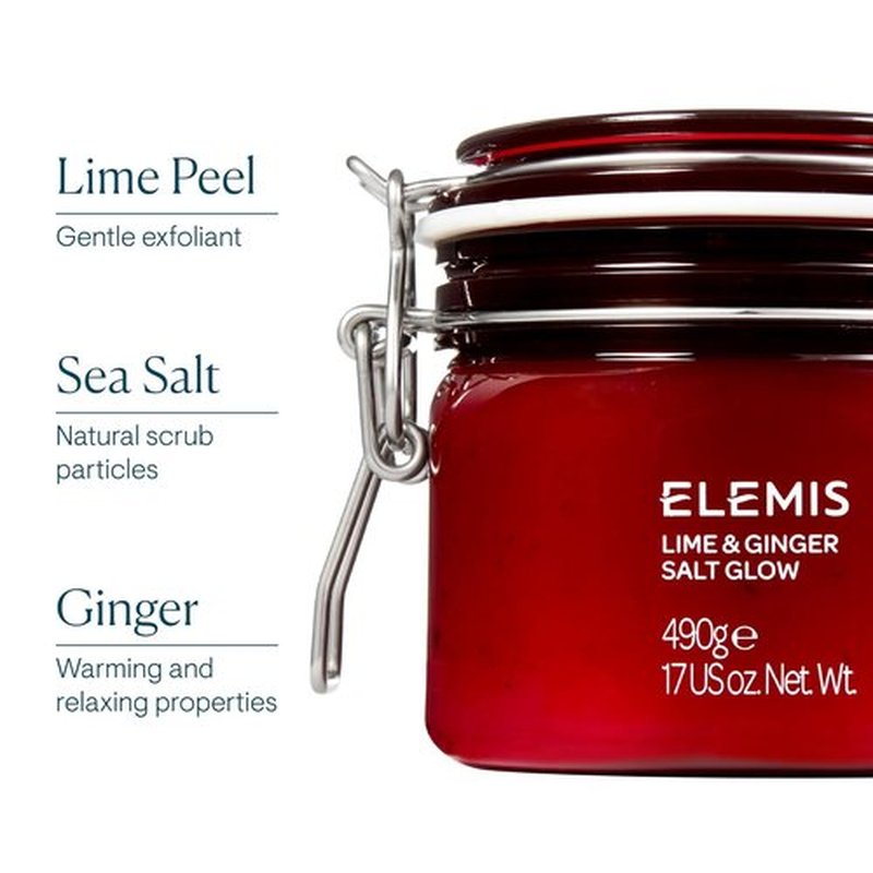 ELEMIS Exotic Lime & Ginger Salt Glow - Invigorating Exfoliating Salt Scrub 490g for Soft, Smooth Skin