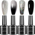 KRISNICE Color Changing Gel Nail Polish Gift Set Black And White Glitter Mood Chameleon Soak Off UV LED Thermal Temperature Art Manicure Kit Varnish(Black White-CS001)