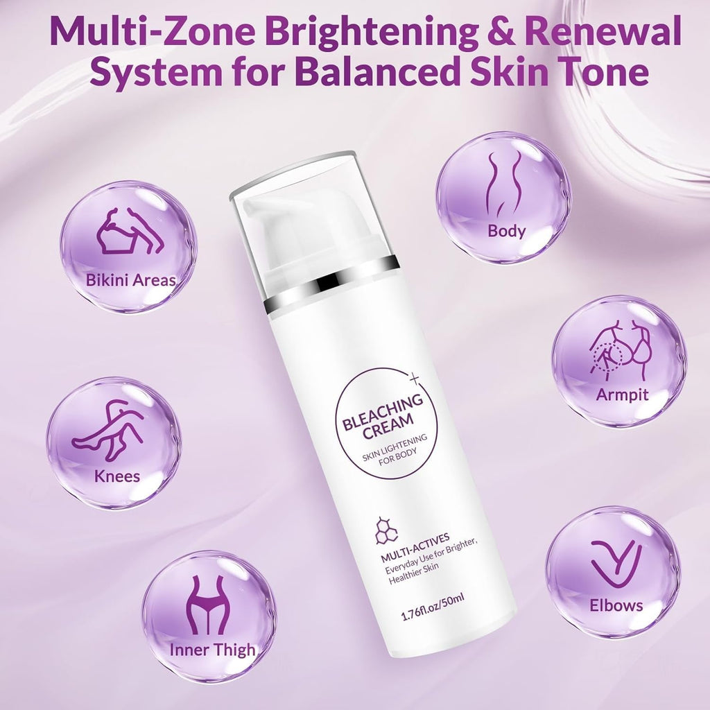 VicGFHS Skin Bleaching Cream, Skin Lightening Cream, Dark Spot Remover for Body, Elbows, Knees & Intimate Areas, Moisturizing Formula with Vitamin C, Lightweight & Fast Absorbing, 1.76 fl oz