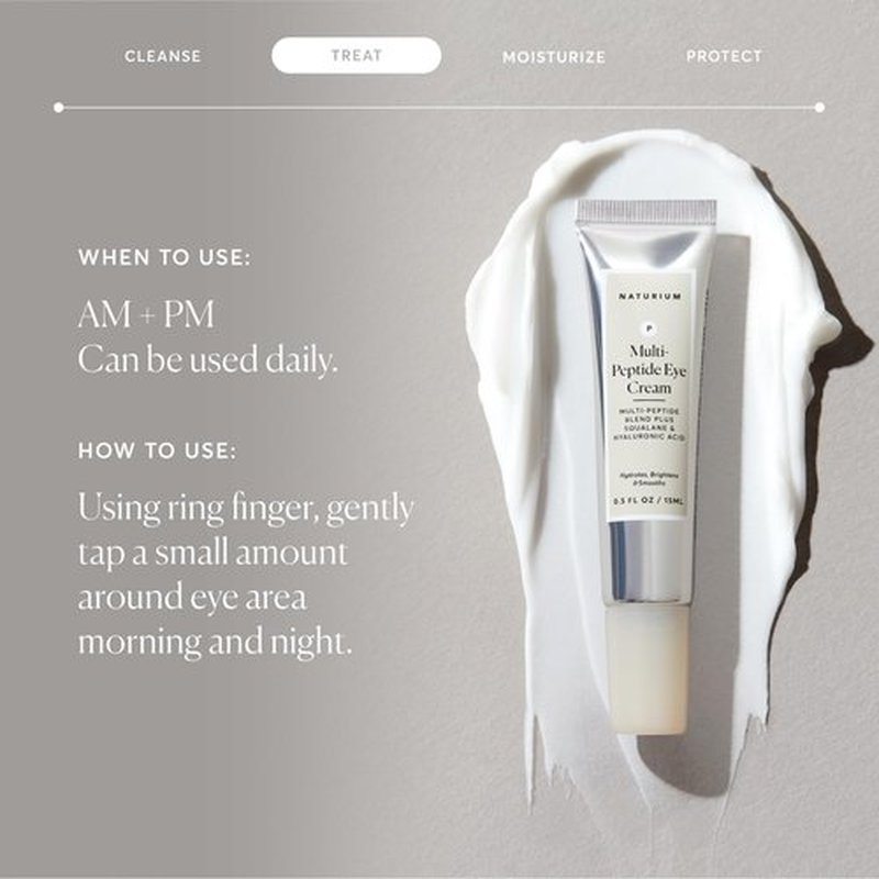 Naturium Multi-Peptide Eye Cream, Smoothing & Anti-Aging Skincare, with Squalene & Hyaluronic Acid, 0.5 oz