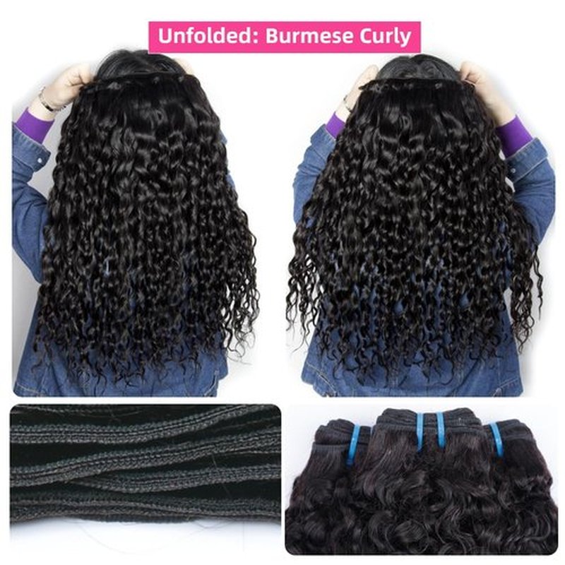 PerisModa Burmese Curly Bundles Human Hair 100% Unprocessed 12A Brazilian Virgin Burmese Curly Hair Bundles 16 18 20 Inch 3 Bundles 3C4A Kinky Curly Weave Human Hair Extensions with Spiral Curly Ends