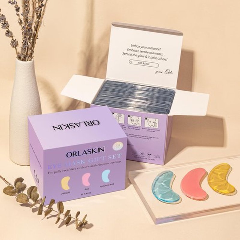 ORLASKIN Eye Patches Under Eye Mask Skincare Hyaluronic Acid Under Eye Patches for Teen Girls Puffy Eyes and Dark Circles 24k Gold,Hyaluronic Acid,Rose,Eye Mask Pads Bag Treatment Skin Care(30Pairs)