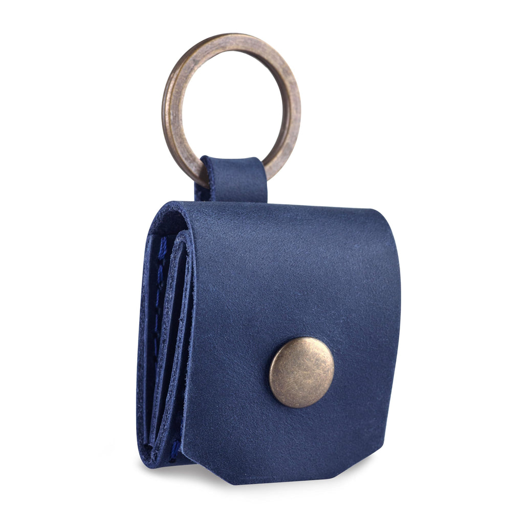 Leather SD Card Holder Keychain, SD Card Case Key Fob, Micro SD Card Holder Organizer, SD Card Storage Case, Memory Card Case Cover, Travel Memory Card Case (Blue)