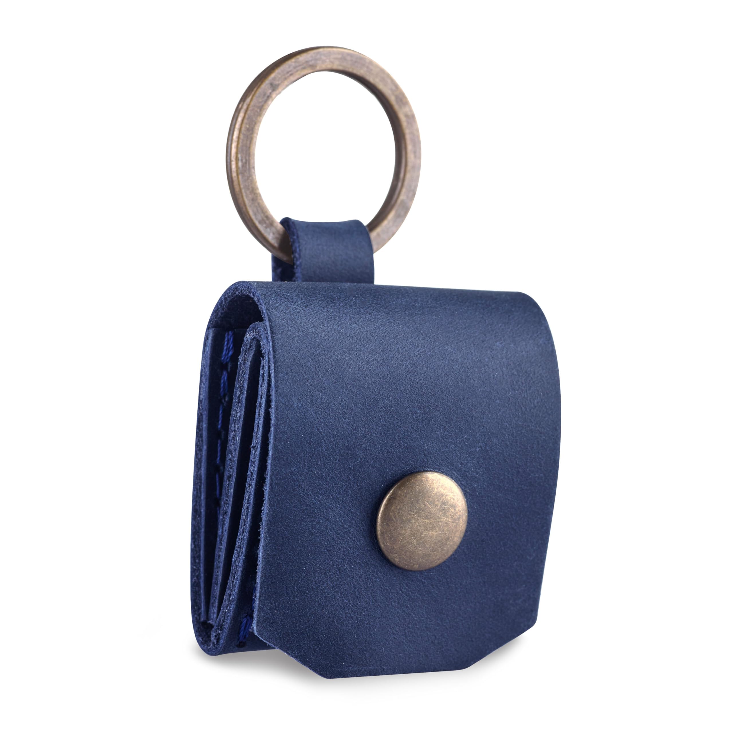 Leather SD Card Holder Keychain, SD Card Case Key Fob, Micro SD Card Holder Organizer, SD Card Storage Case, Memory Card Case Cover, Travel Memory Card Case (Blue)