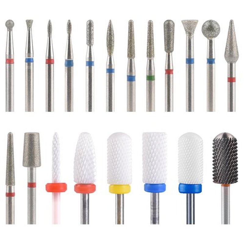 Rolabling 20pcs Nail Drill Bits Sets 3/32 Inch Diamond Cuticle Electric Nail File and Ceramic Acrylic Gel Nail Bit Kit Acrylic Nail Art Tools Carbide Cuticle Remover Bits for Manicure Pedicure Tool
