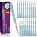 MyMed Disposable #15 Scalpel Blades, Sterile Pack of 20 Dermaplaning Blades with Plastic Scalpel Handle, Scalpel for School Science, High Carbon Steel Dermablade