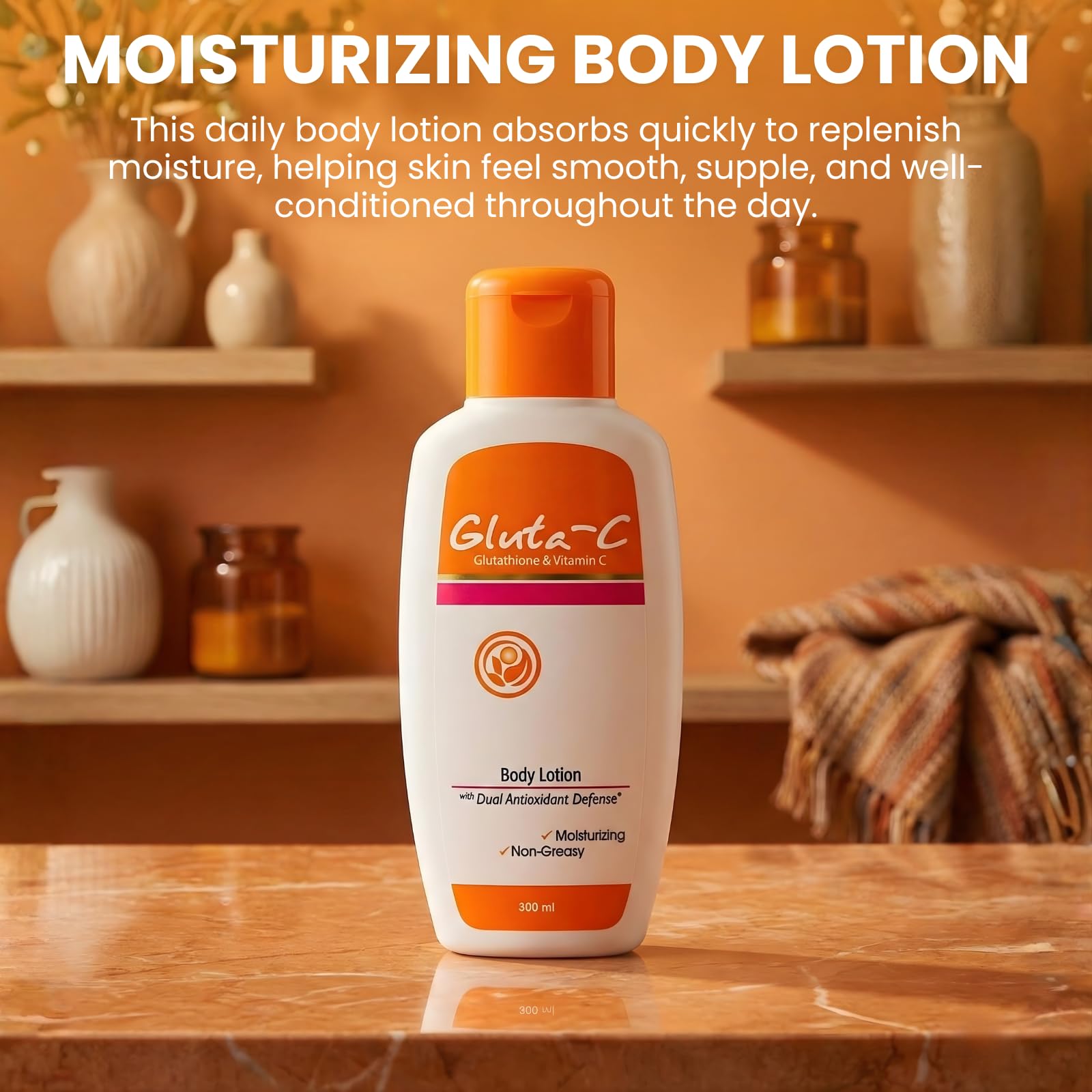 Glutathione & Vitamin C Hydrating Body Lotion with Antioxidants for Skin Rejuvenation & Moisture Lock 300ml