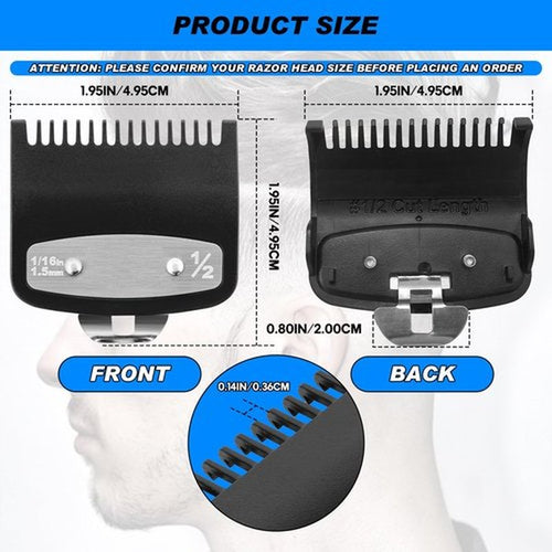 2 Pack Replacement for Wahl Clipper Guards Set Compatible with wahl 1/2 clipper guards,Metal Guide Comb Attachment 1/16" (1.5 mm), for Barbers and Stylists,Black ﻿