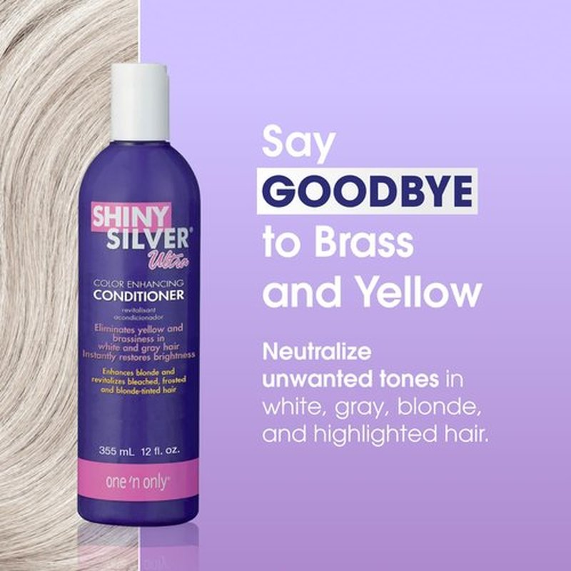 One 'n Only Shiny Silver Conditioner - Purple Formula to Neutralize Yellow Tones | Restores Shine & Moisture (12 oz)