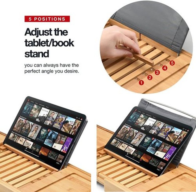 Luxury Foldable Bathtub Tray Caddy - Waterproof Wooden Organizer for Wine, Books & Phones | Expandable Fit