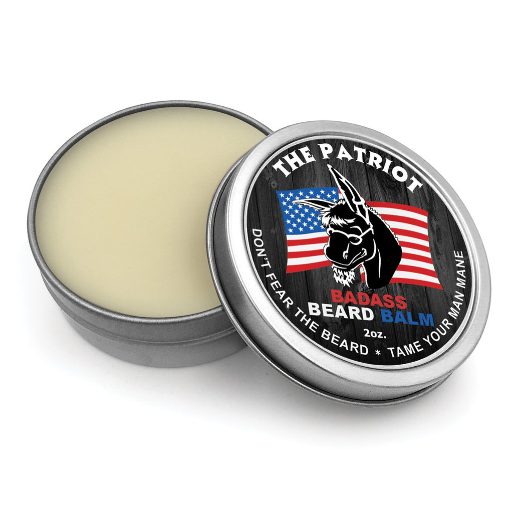 Badass Beard Care Beard Balm - The Patriot Scent, 2 Ounce - All Natural Ingredients, Keeps Beard and Mustache Full, Soft and Healthy, Reduce Itchy and Flaky Skin, Promote Healthy Growth