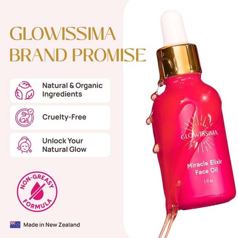 GLOWISSIMA Miracle Elixir Face Oil for Women – Lightweight Nourishing Radiance Oil for Glowing Skin, Dark Spots & Smooth Texture – Hydrating Facial Oil, Fast-Absorbing, Non-Greasy, 1 oz