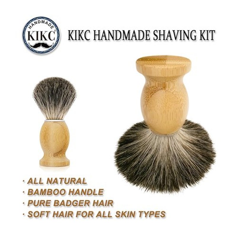 KIKC Pure Badger Shaving Brush - Handcrafted Bamboo Handle, Soft Bristles | Perfect Gift for Bearded Men