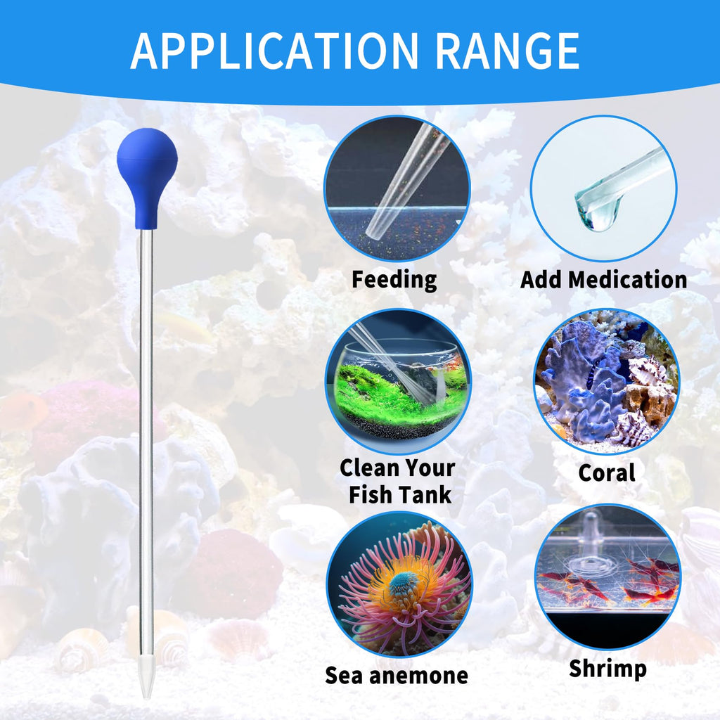 Hufopik 18.5 in Long Pipette for Fish Tank Coral Food Feeder Long Syringe Aquarium Coral Feeding Tube for Marine Fish Reef Aquatic Plant Spider Snake Lizard