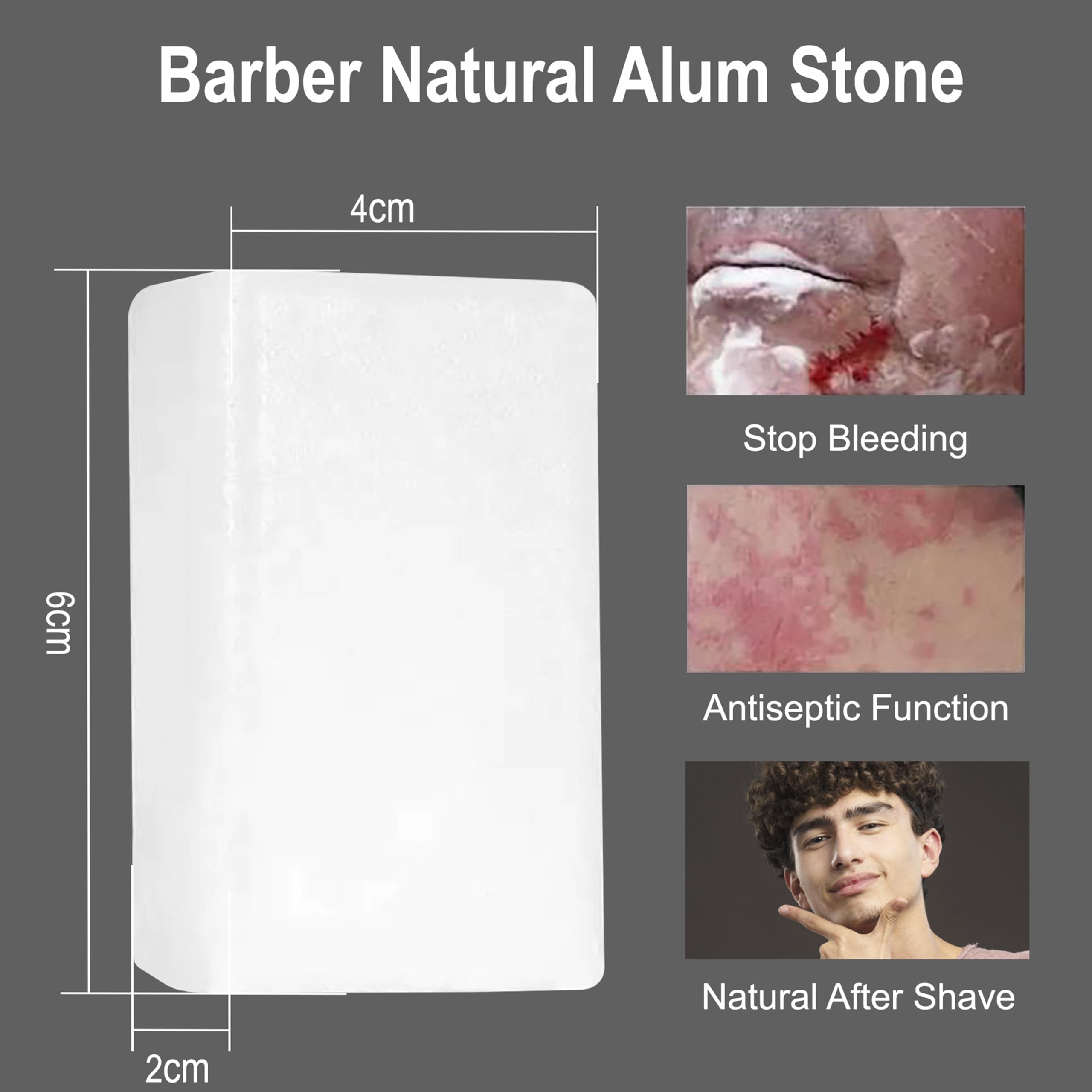 Jack Shaver® Natural Alum Block in Plastic Case (107 g./3.7 oz.) Aftershave Blood Stopper Antiseptic Astringent Soothing Solution for Shaving Razor Burn Relief