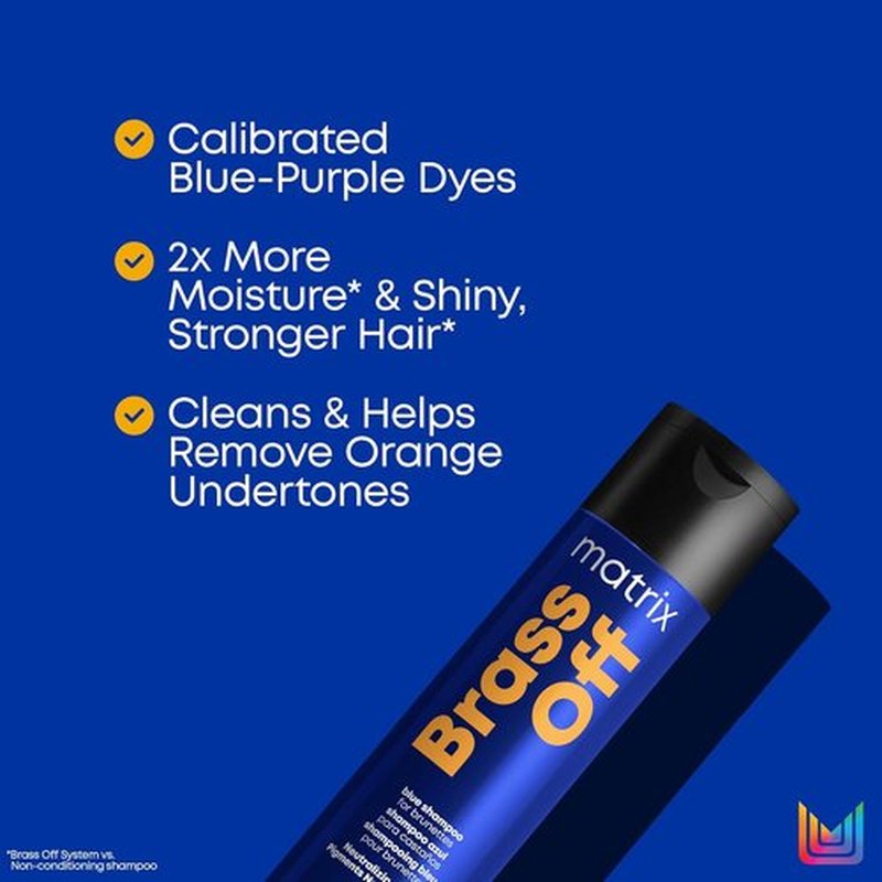 Matrix Brass Off Toning Blue Shampoo - Neutralizes Brassy Tones for Color-Treated Hair | 10.1 Fl Oz