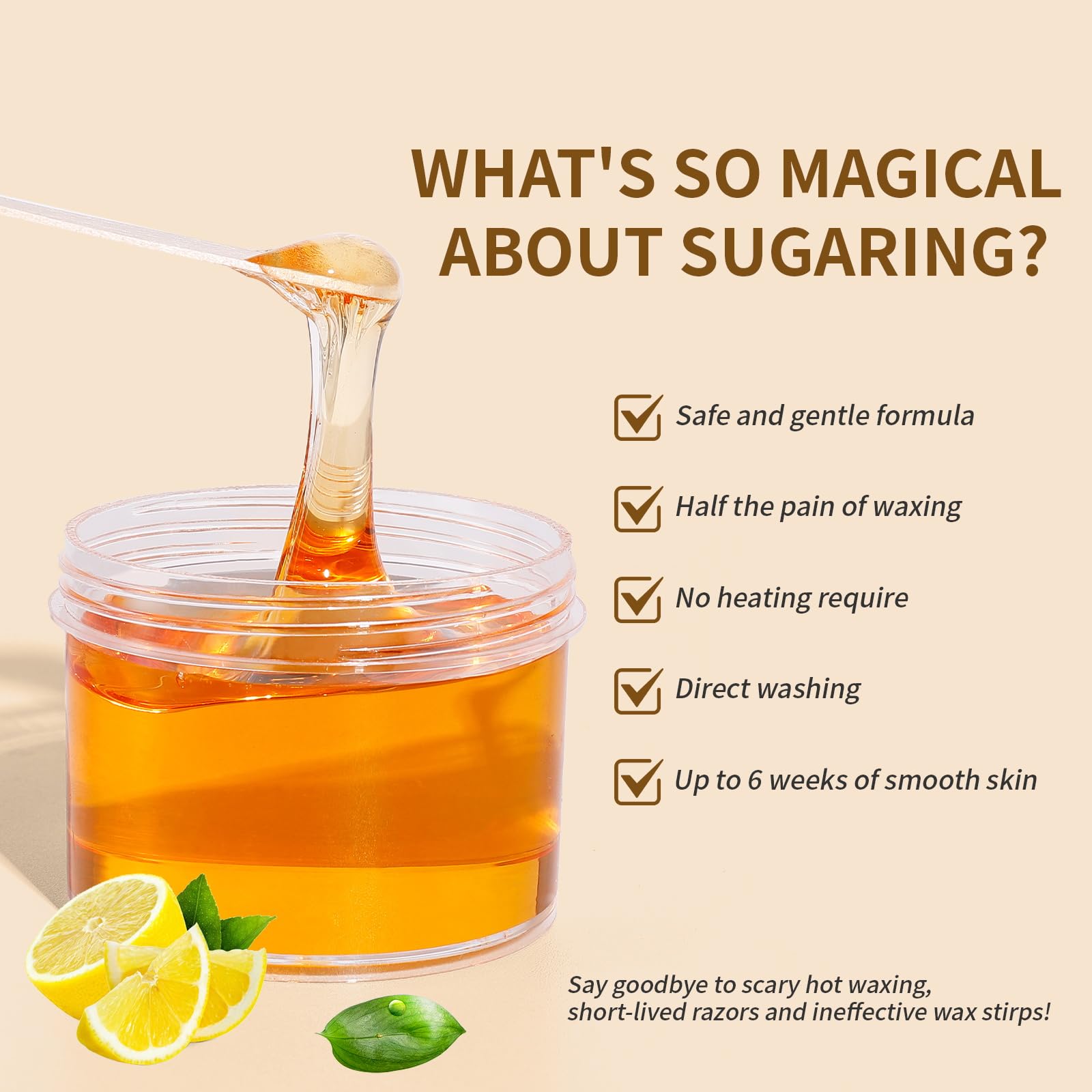 Natural Sugar Paste, Saring Wax, Body Legs Arms Bikini Back Hair Removal (10.6oz/300g)