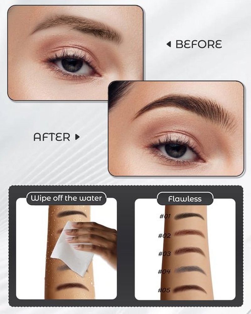 Berinist Waterproof Micro Eyebrow Pencils for Women - 12-Piece Deep Brown Eye Brow Pencil with 3D Tip for Natural Hair-Like Strokes, Smudge-Proof Brows, Dual-Ended with Brows Razor Kit