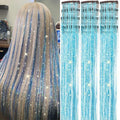 Hair Tinsel Clip in12 Pcs Blue Hair Tinsel Kit for Girls 22 Inch Glitter Fairy Tinsel Hair Extensions Colorful Heat Resistant Party Festival Accessories for Women (Blue)