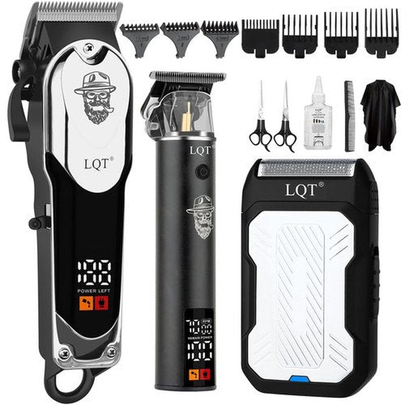 LQT Professional Cordless Hair Clippers for Men - LED Display Hair Trimmer & Beard Trimmer Kit, Rechargeable Hair Cutting Machine with Precision Blades, Gifts for Dad Father's Day, Christmas