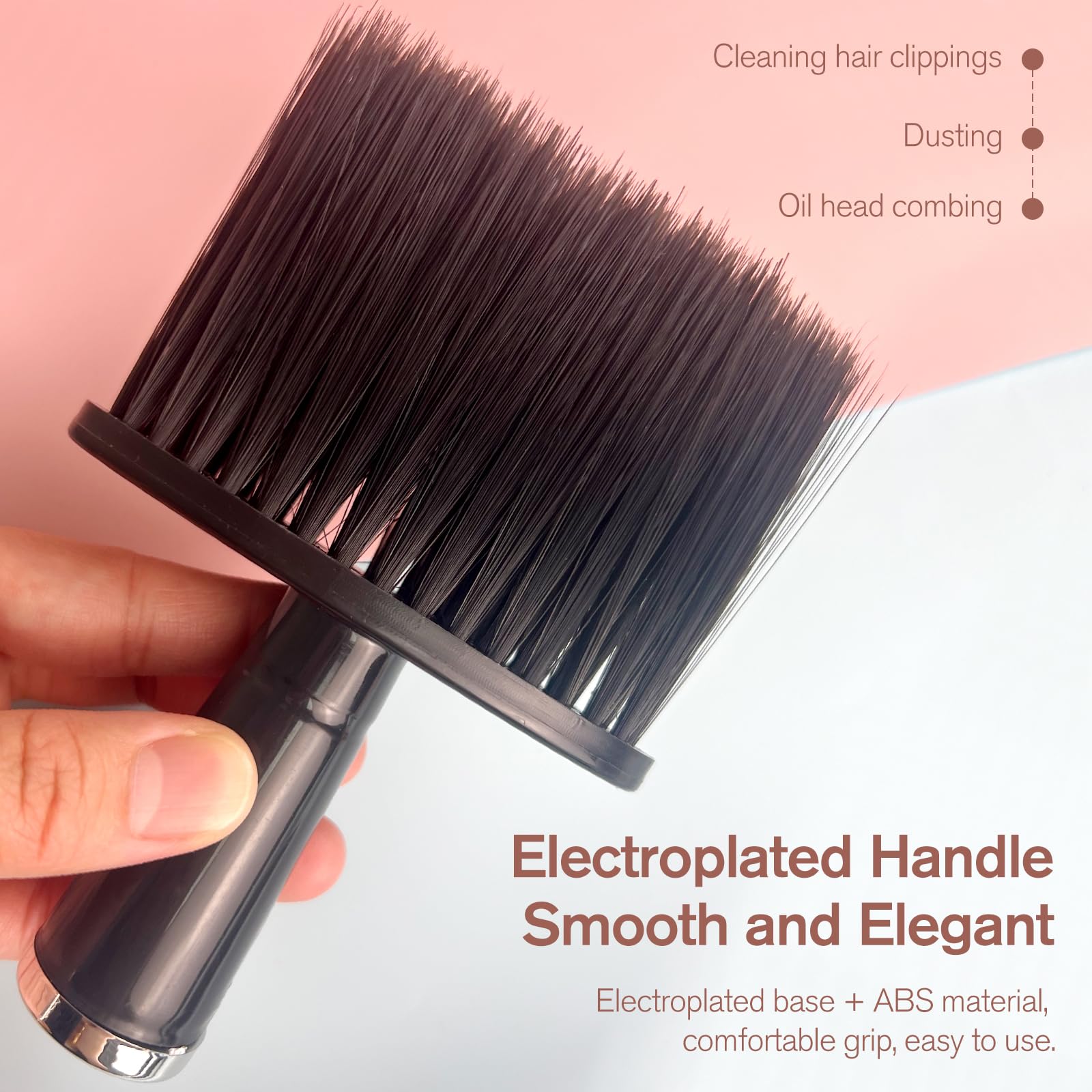 Jaasuee 2 Pcs Barber Brush Neck Duster Hair Cutting Brush Set - Black Soft Cleaning Face Brush, Dusting Brush for Hair Styling, Ideal for Barbers and Home Use