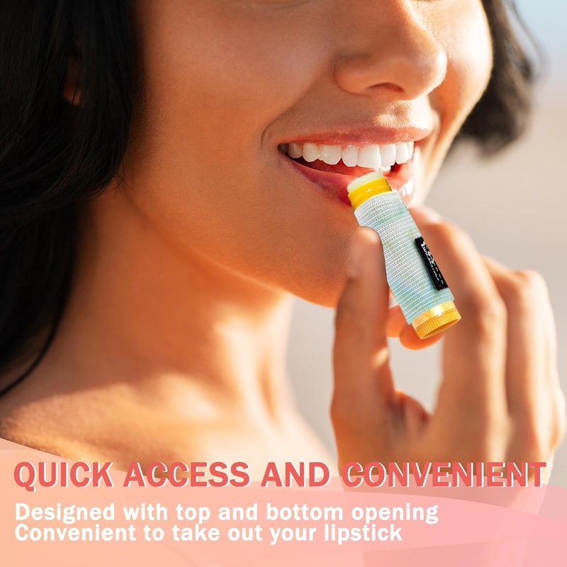 WK IEASON Lip Balm Holder Keychain - 3PCS Clip-On Lip Gloss Holders for Chapstick & Burt's Bees | Cute Elastic Design