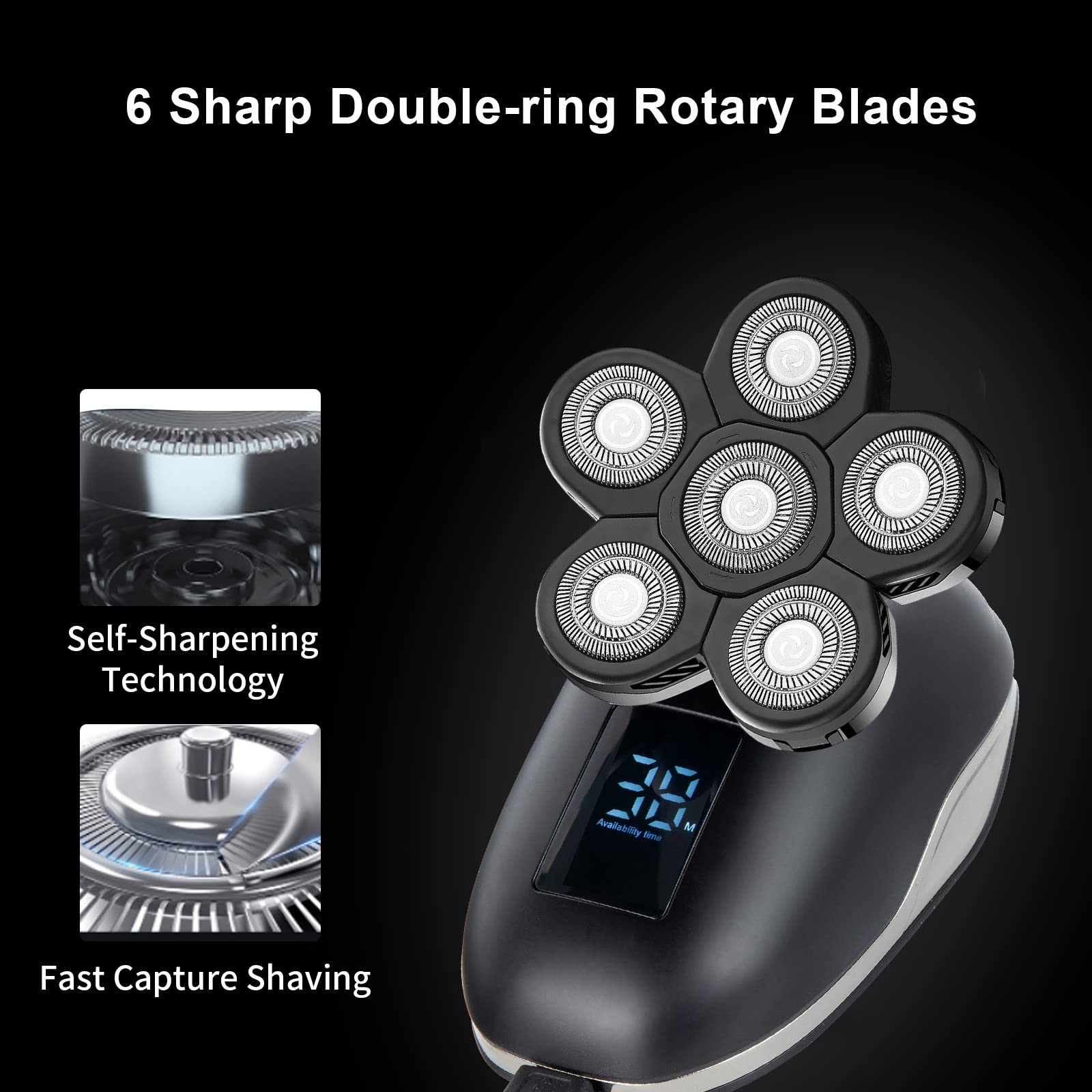 UPTARD Head Shaver Replacement Heads,Head Shaver Replacement Blades, Head Shavers for Bald Men,Head shavers for Men, Stainless Steel Rotary Blades for Electric Head Razor (black6)
