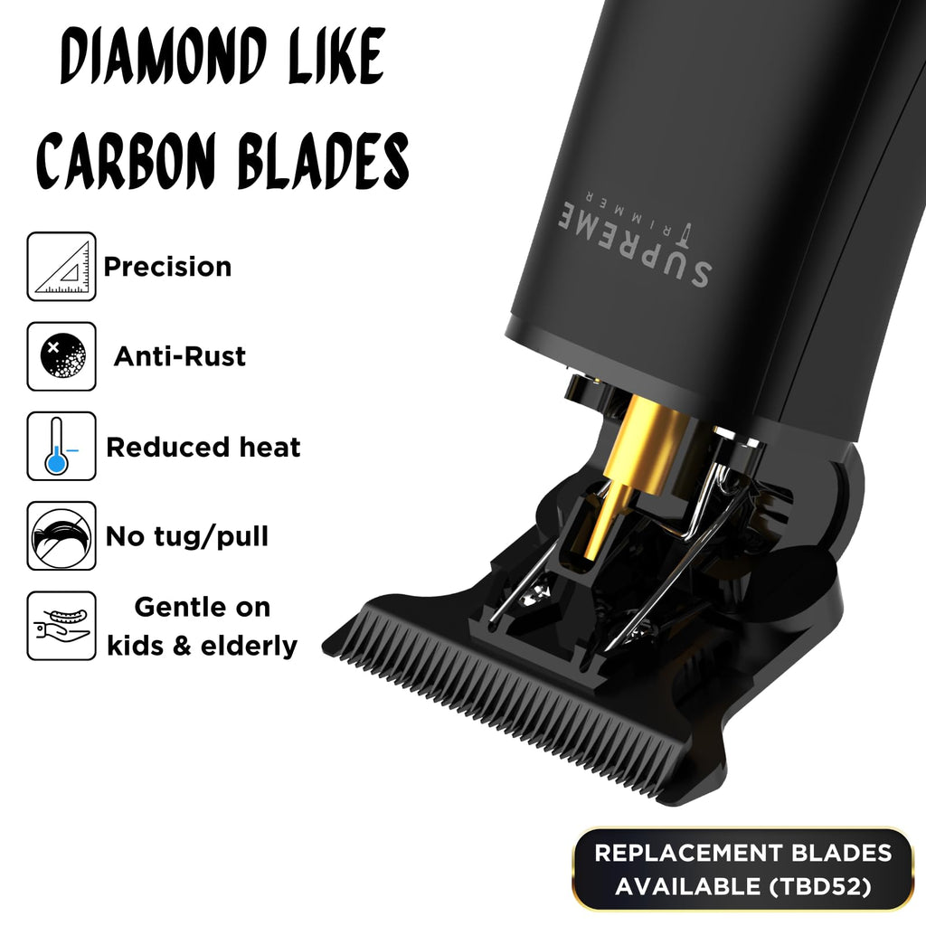Supreme Trimmer T Shaper Professional Barber Trimmer | 90 Minute Run Time Hair Clippers for Men | ST5220 Cordless Zero Gapped Liner Beard Trimmer | Black