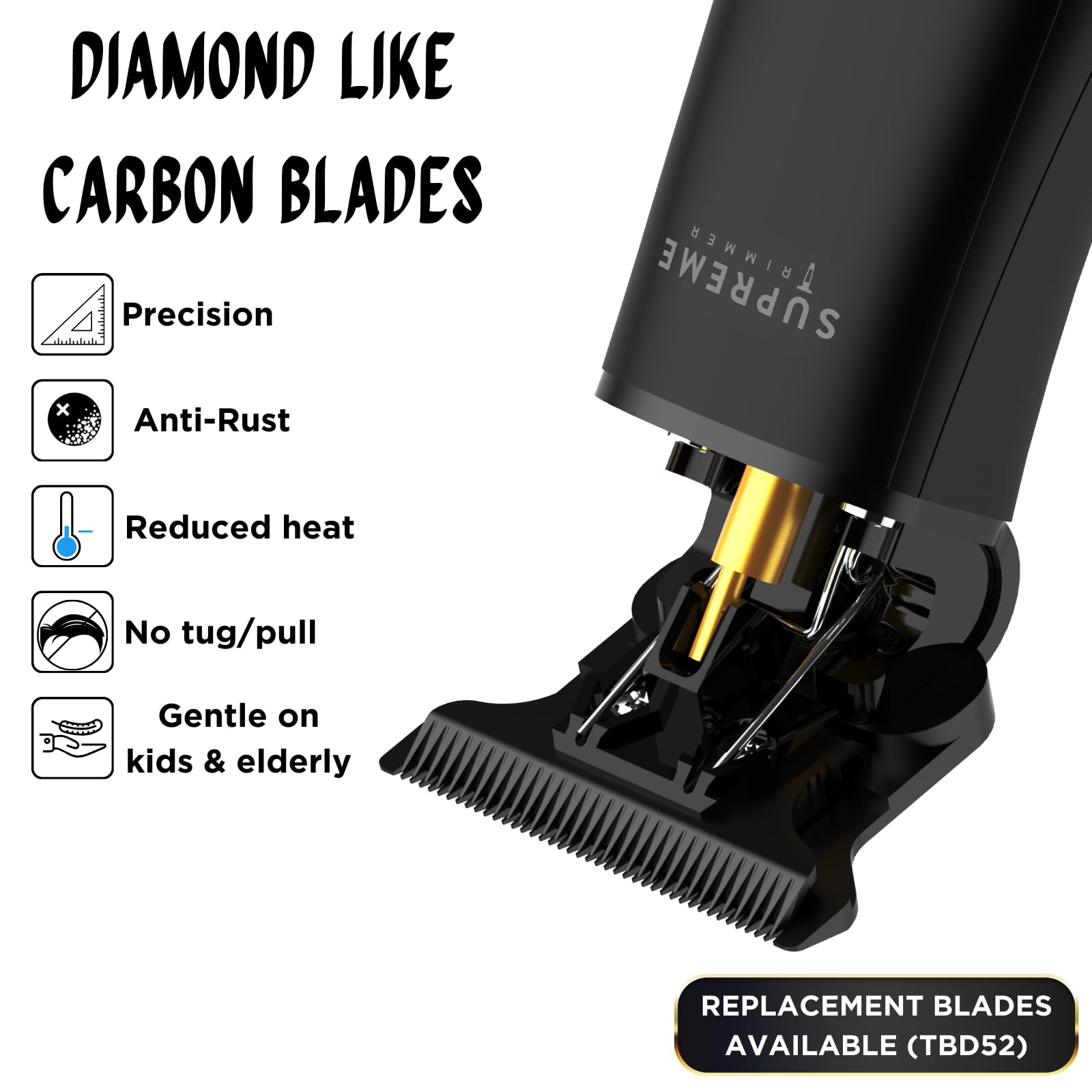 Supreme Trimmer T Shaper Professional Barber Trimmer | 90 Minute Run Time Hair Clippers for Men | ST5220 Cordless Zero Gapped Liner Beard Trimmer | Black