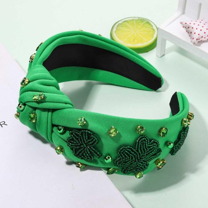 mokkia St.Patrick’s Day Headband Accessories Outfits for Women Green IRISH Lucky Shamrock Headband Rhinestone Crystal Knotted Headbands Irish Holiday Headwear Party Favors Gifts (Shamrock A)