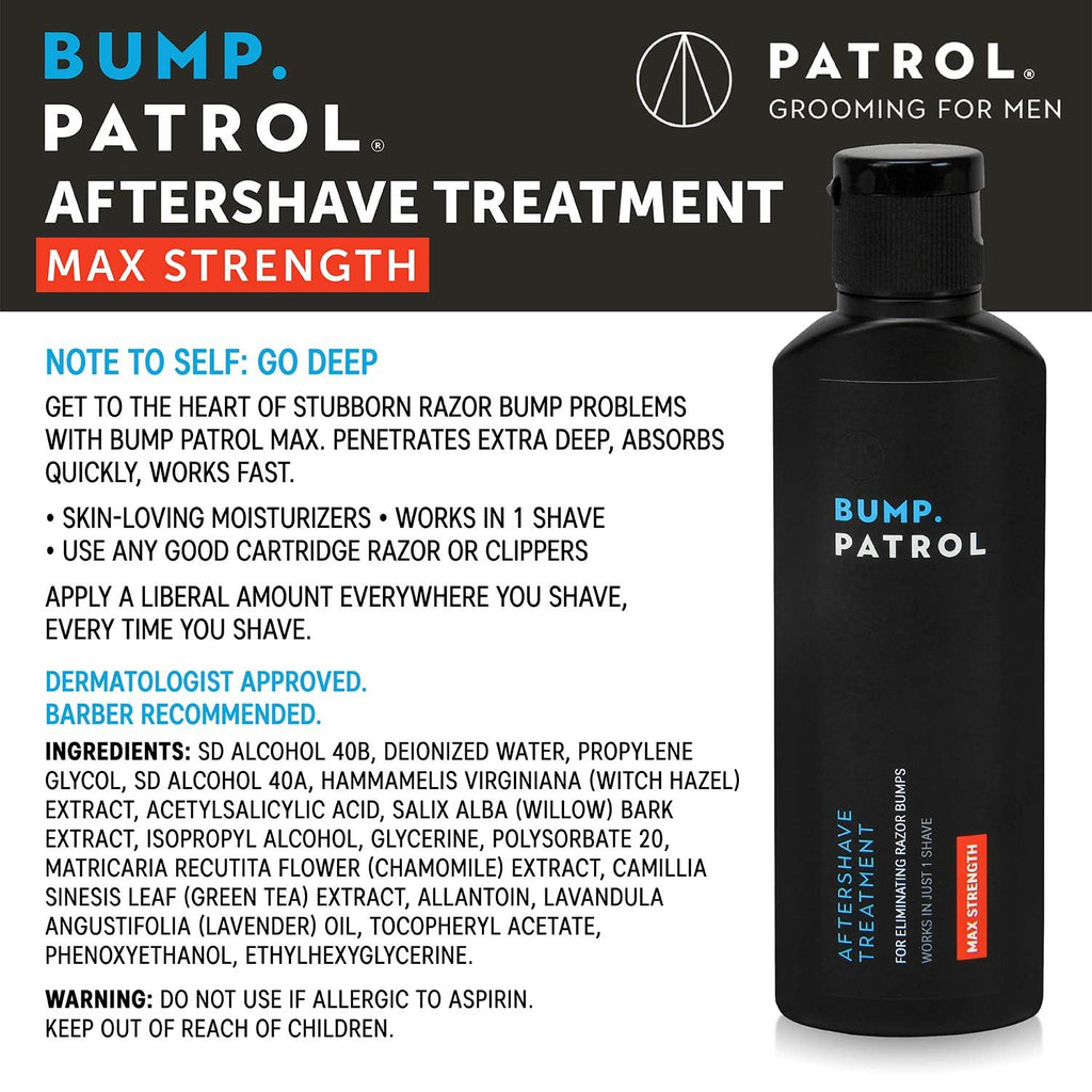 Bump Patrol Maximum Strength Aftershave Treatment Serum – Razor Bump Stopper and Ingrown Hair Treatment for Men and Women, Fast Acting Formula