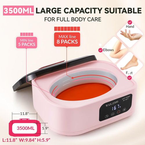 BAOSHISHAN Hand Wax Paraffin Machine, 3500ML Paraffin Wax Warmer with Auto-Timer & 113℉-167℉ Display Temperature Control, Paraffin Wax Machine for Hands for Skin Moisturizing Home Spa Beauty (5 Pack)