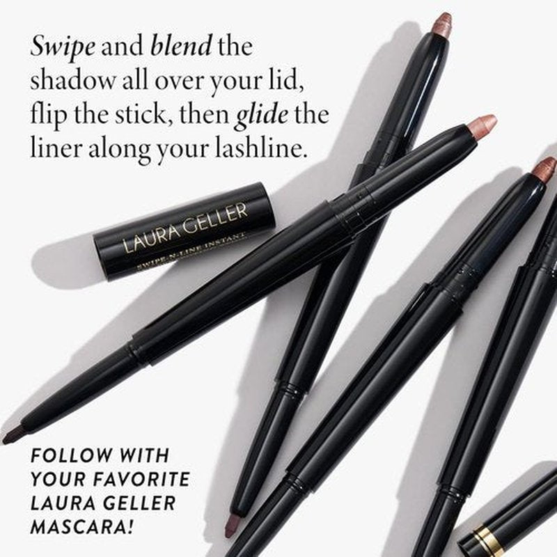 Laura Geller New York Swipe-N-Line Dual-Ended Eyeshadow & Eyeliner - Classic Onyx/Champagne - Waterproof, Creamy Formula