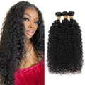 MLMYBAYEA Curly Bundles Human Hair 30 32 34 Inch Natural Black Color #1B Kinky Curly Bundles Double Weft Brazilian Virgin Hair Extensions Total 300g For Women