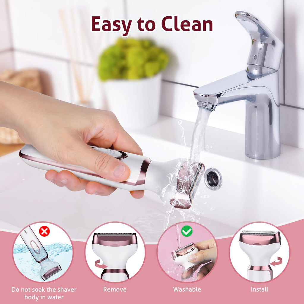 Electric Razors for Women - 4 in 1 Shavers, Pubic Hair, Legs, Arm, Underarm, Bikini, Face Shaver, Rechargeable Hair Removal Epilator, Birthday & Christmas Gifts