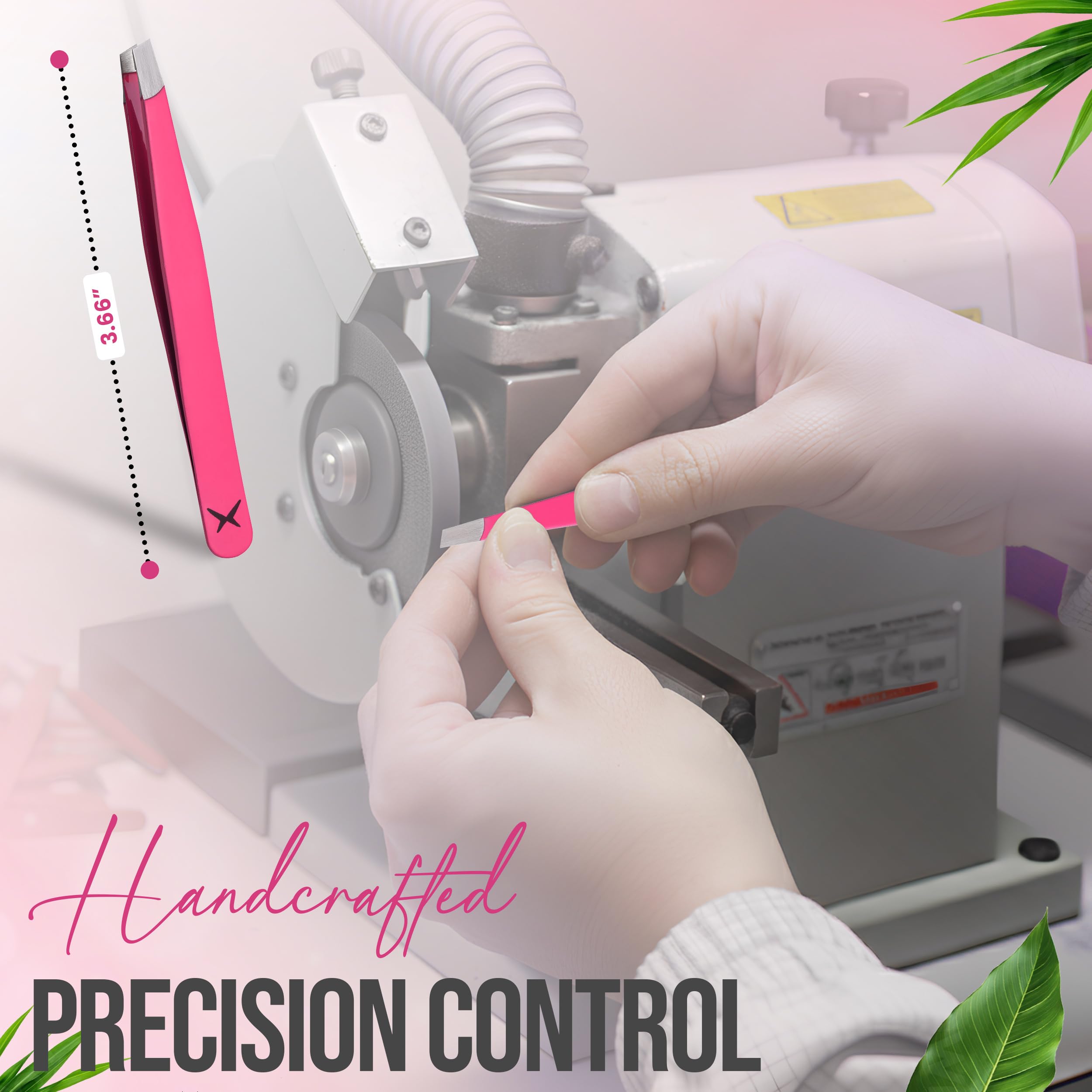 Stainless Steel Mini Slant Tweezer - Professional Precision Eyebrow Tweezers for Women & Men, Rust-Proof Travel Grooming Tool for Facial Hair Removal, Chin Hair & Ingrowns (Neon Pink)