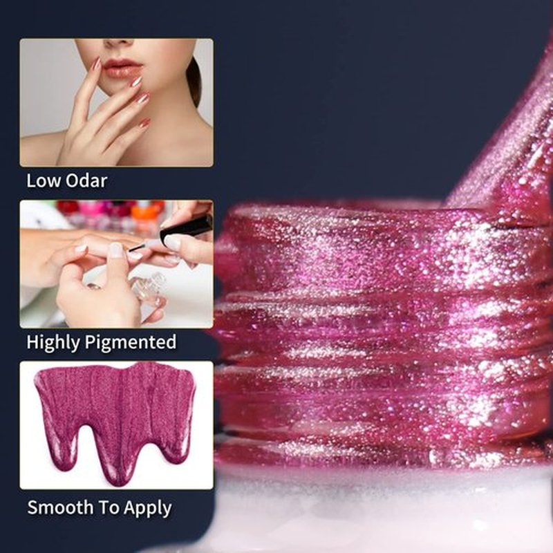 Clara Colors Cat Eye Gel Nail Polish Set - 12 Holographic Shades with 2 Magnet Sticks | DIY Soak Off UV/LED