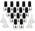 Yebeauty 20 PCS 5ml 0.17oz Empty Nail Polish Bottle, Refillable Clear Glass Bottles Vials Container with Soft Brush Cap Funnels Set for Nail Art Sample, Black