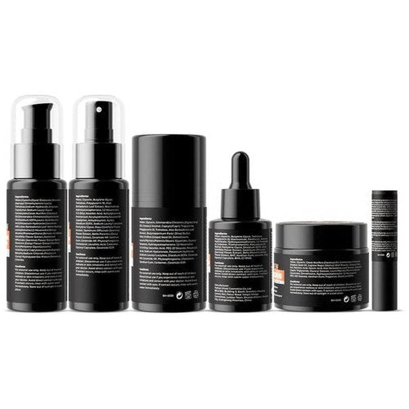 Gift for Men Skincare Skin Care Set for Men Him Complete Routine Kit with Niacinamide & Ceramides - Face Cleanser, Scrub, Toner, Serum, Moisturizer Cream, Lip Balm - Christmas, Valentine's Day Gifts