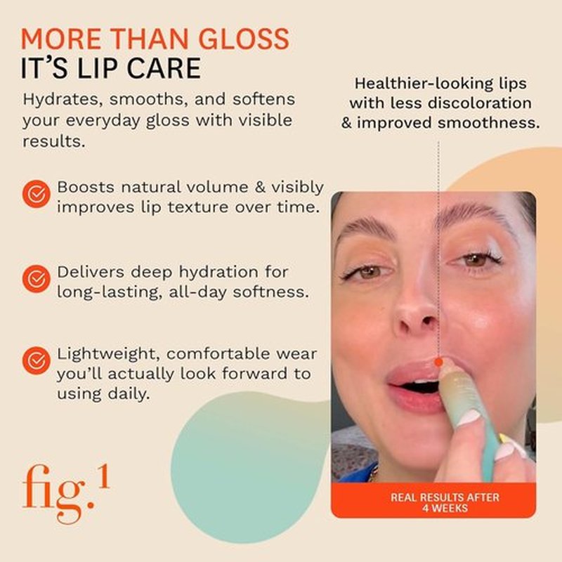Fig.1 Peptide Plump Lip Oil - Hydrating Lip Gloss with Hyaluronic Acid & Vegan Squalane | Non-Sticky, 0.5 fl oz